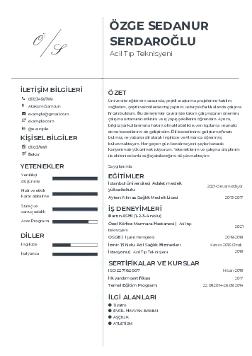 Acil Tıp Teknisyeni CV Örnekleri cv indir